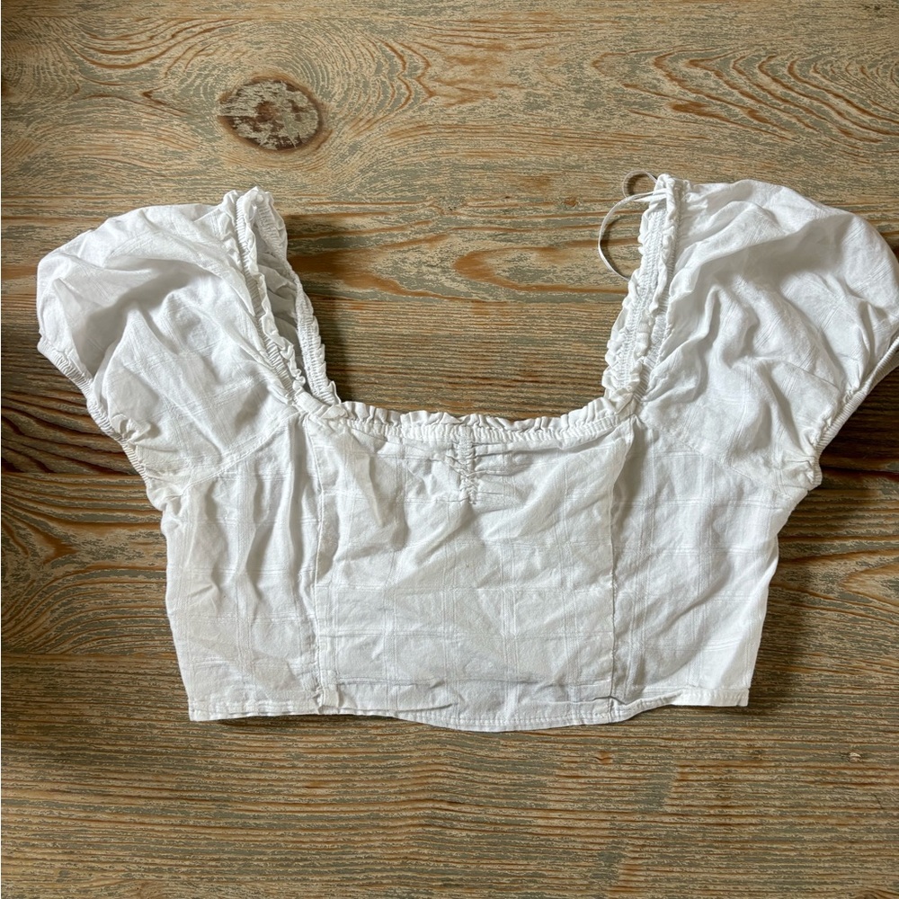 Zara White Puff Sleeve Blouse